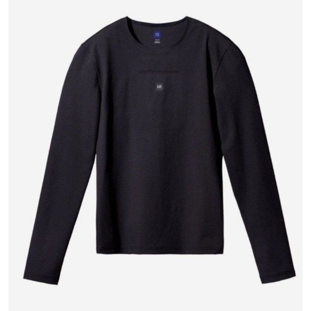 YZY Yeezy GAP Balenciaga Womens Sz Large Long Sleeve Second Skin Shirt Black $80